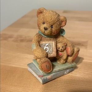 Cherished Teddies Age 6 Bear Figurine with Chalkboard and Books